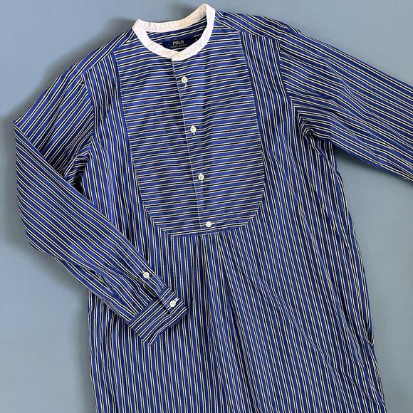Polo Ralph Lauren Stripe Cobalt Blue Tunic Cotton Shirt Dress - Picture 3 of 5